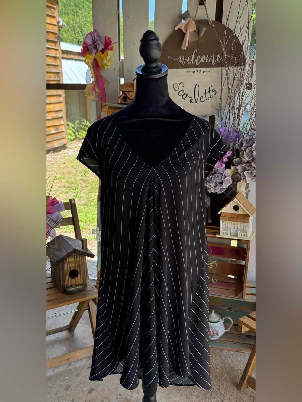 PS The Label Black & White Chevron Midi Dress